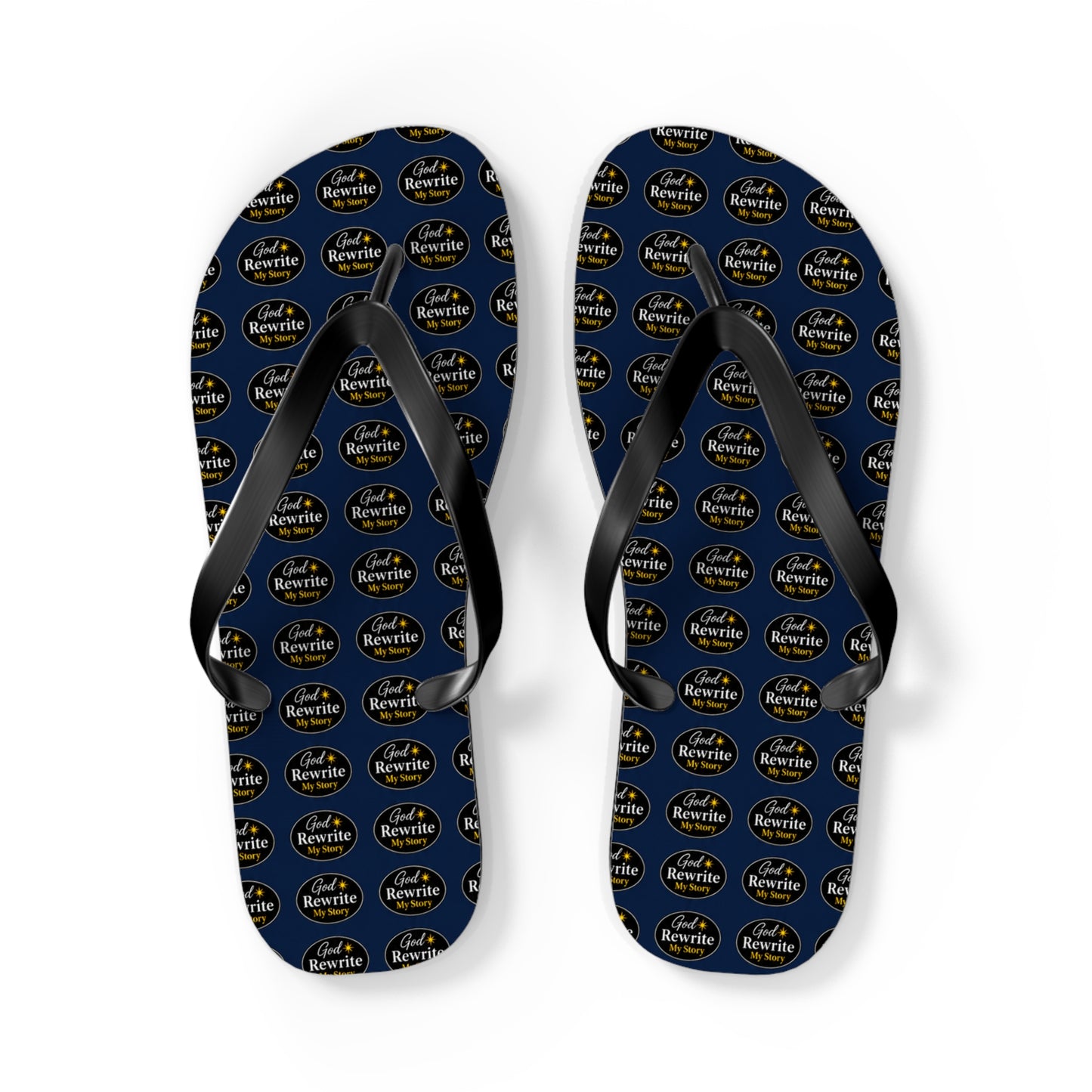 Flip Flops - Custom Logo Navy Pattern Beach Sandals