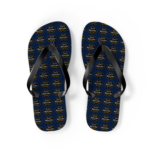 Flip Flops - Custom Logo Navy Pattern Beach Sandals