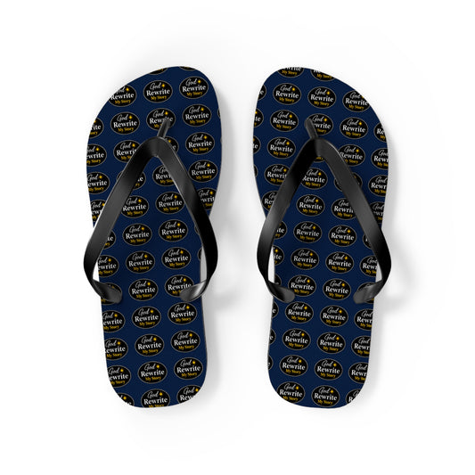 Flip Flops - Custom Logo Navy Pattern Beach Sandals