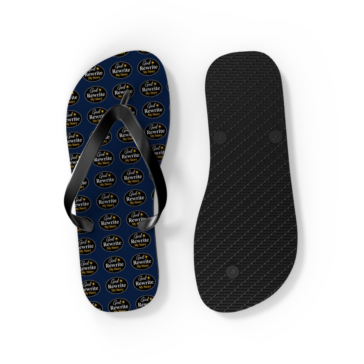 Flip Flops - Custom Logo Navy Pattern Beach Sandals