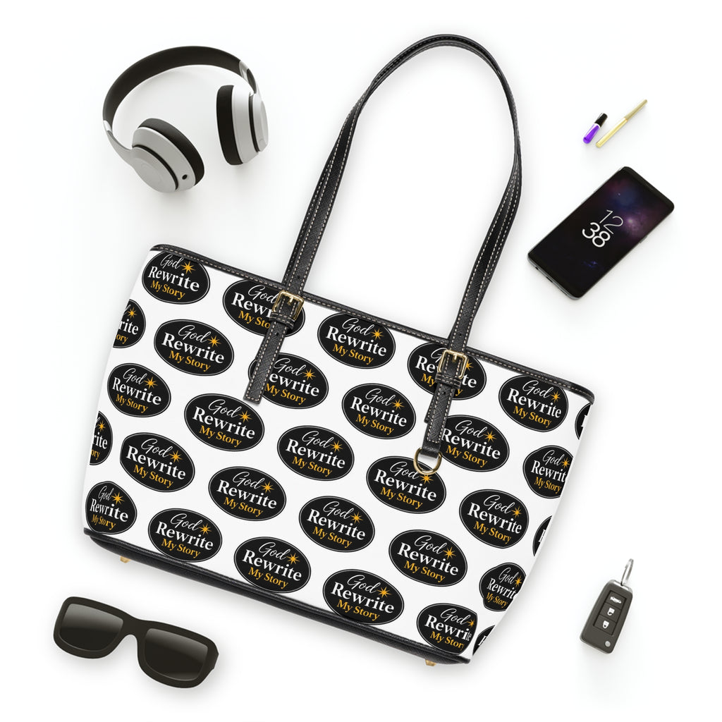 Shoulder Bag — "God Rewrite My Story" PU Leather Tote