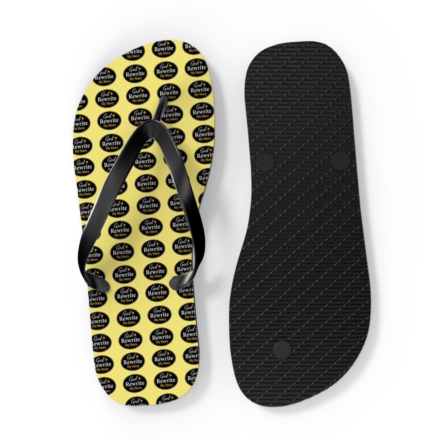 Yellow Logo Pattern Flip Flops — Custom Branded Beach Sandals