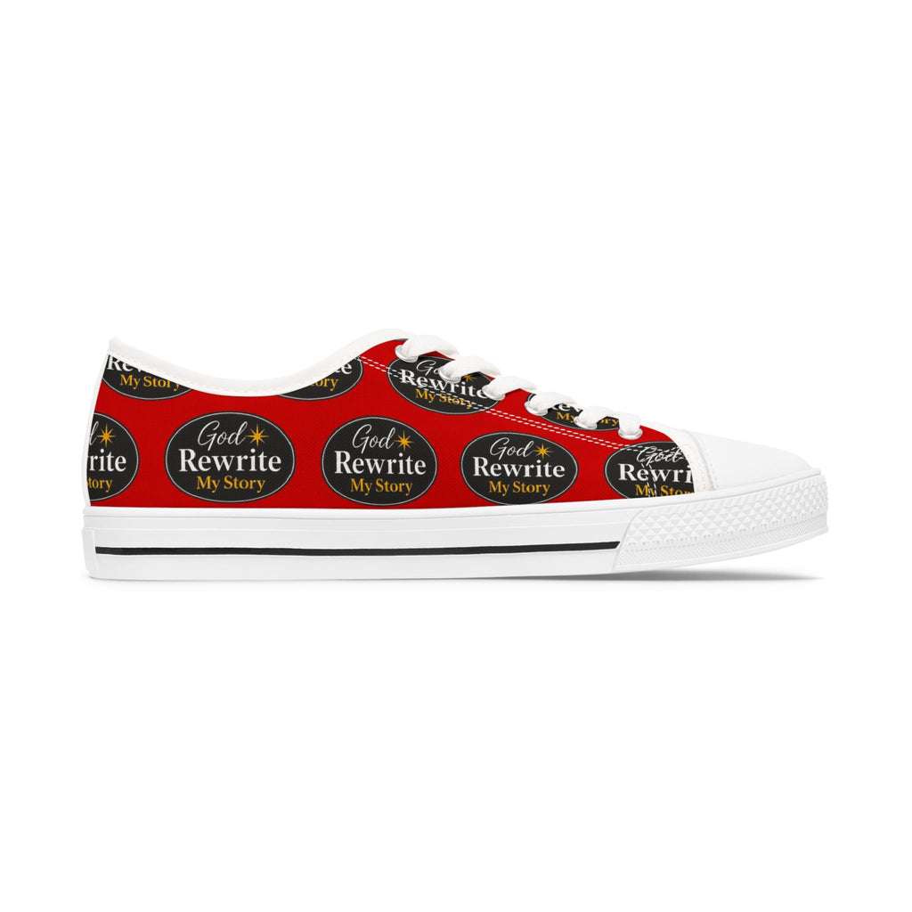 'God Rewrite My Story' Women's Low Top Sneakers – Inspirational Statement Canvas Shoes