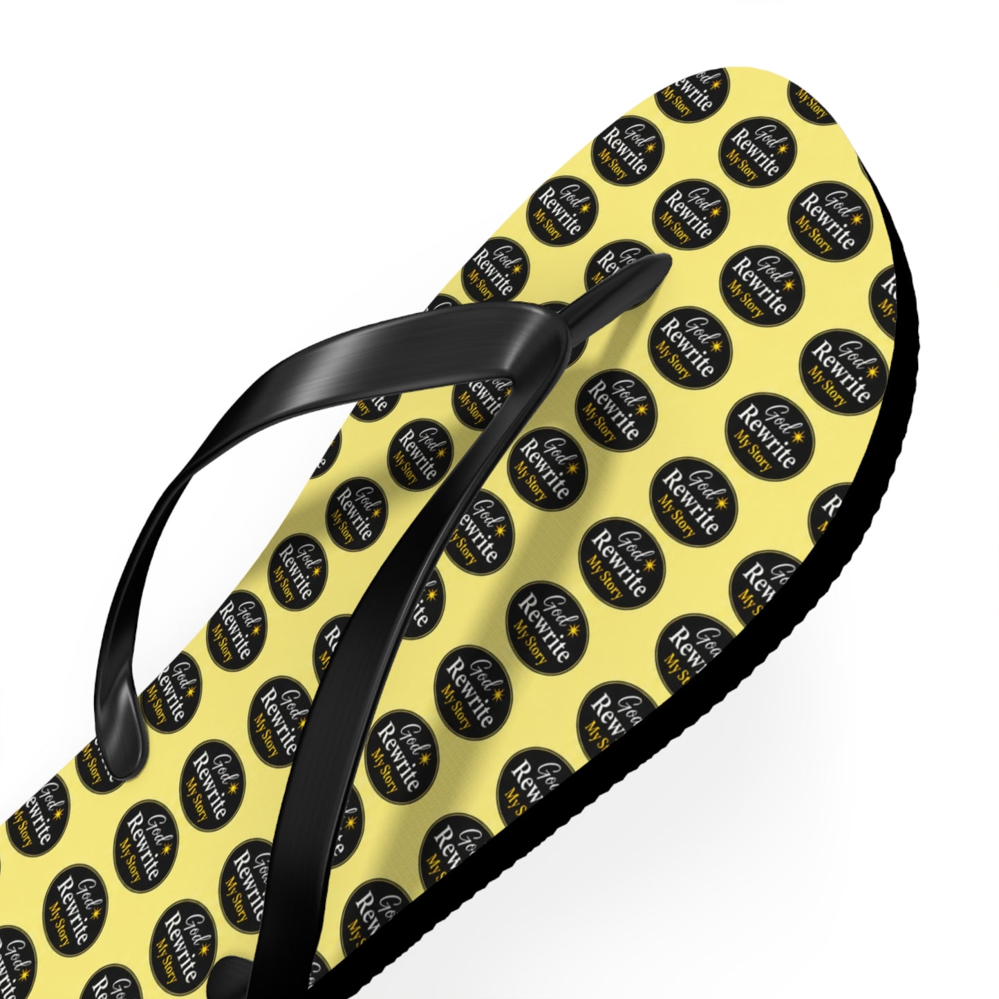 Yellow Logo Pattern Flip Flops — Custom Branded Beach Sandals
