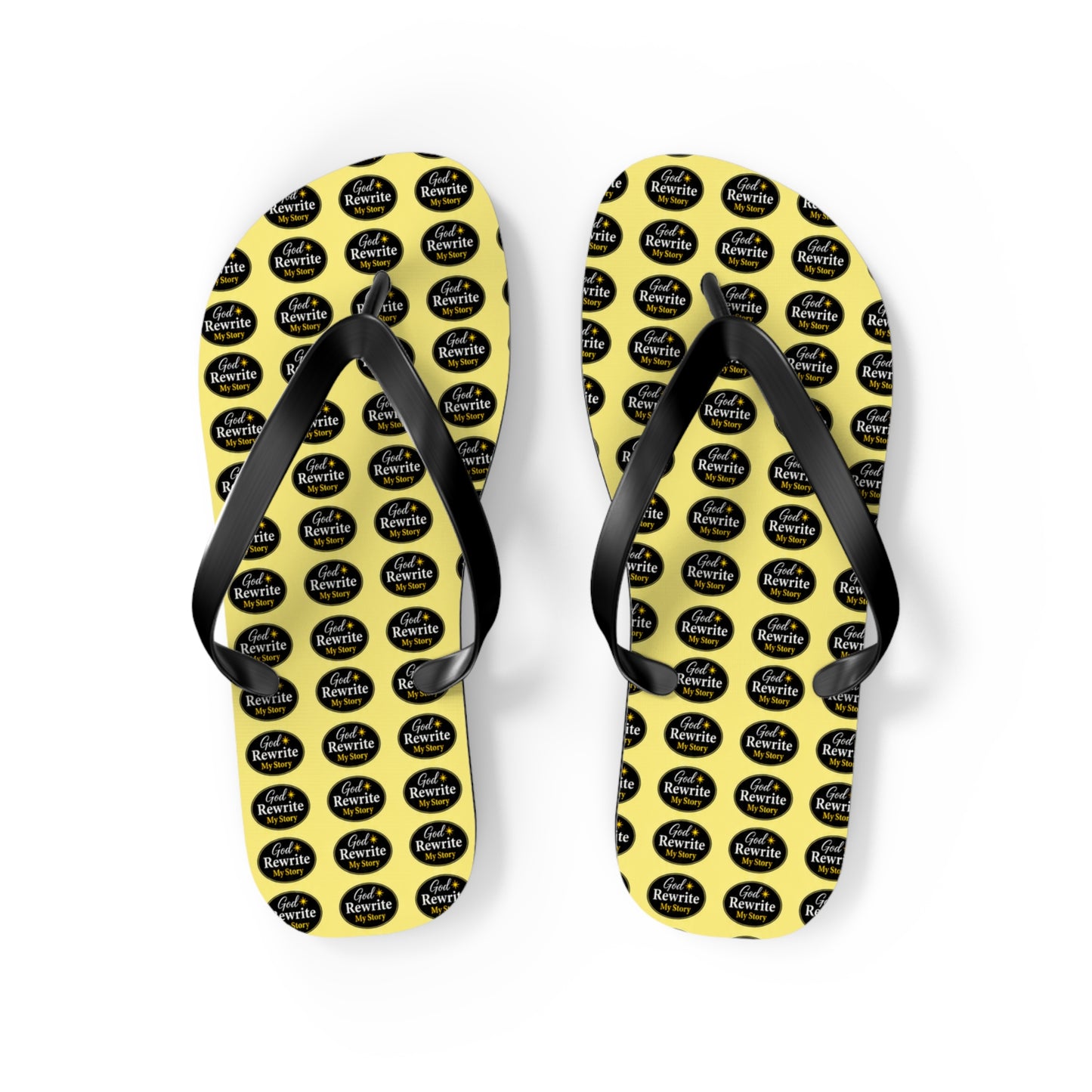 Yellow Logo Pattern Flip Flops — Custom Branded Beach Sandals