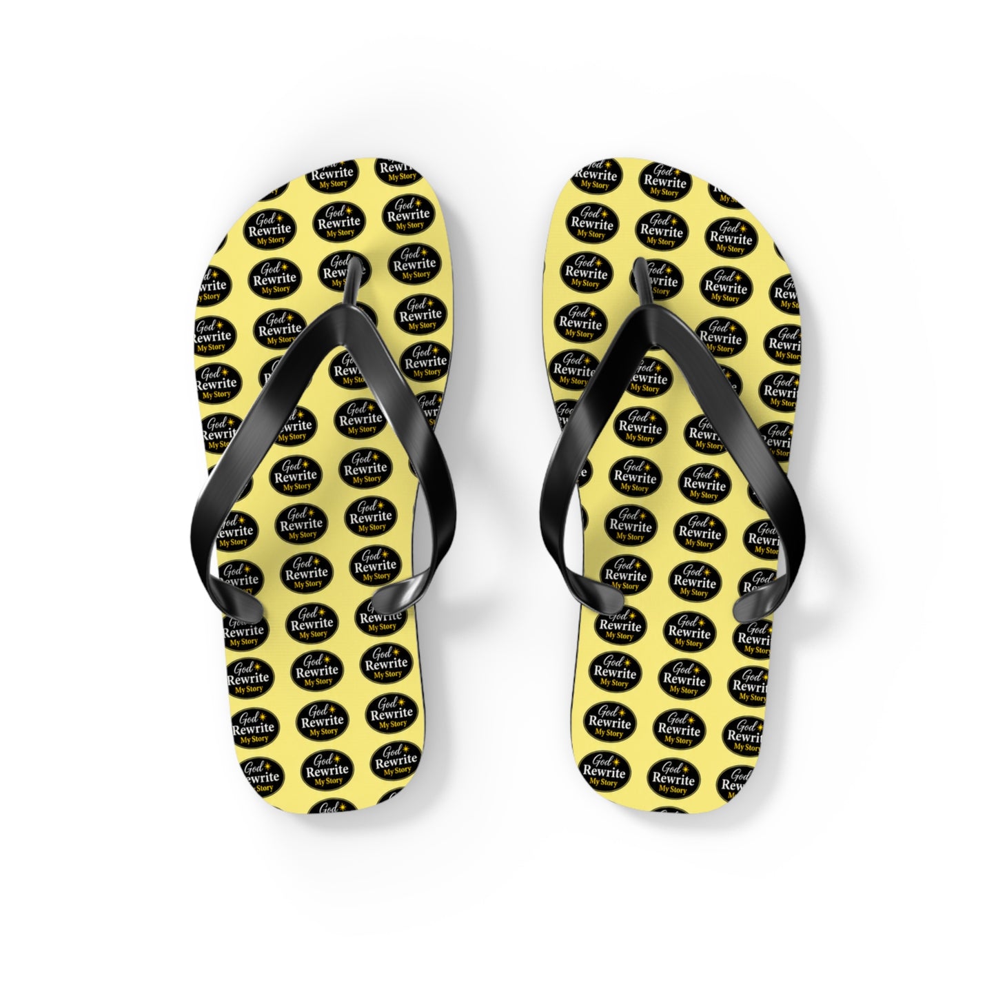 Yellow Logo Pattern Flip Flops — Custom Branded Beach Sandals
