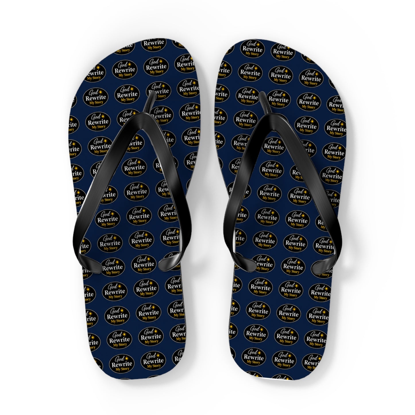 Flip Flops - Custom Logo Navy Pattern Beach Sandals