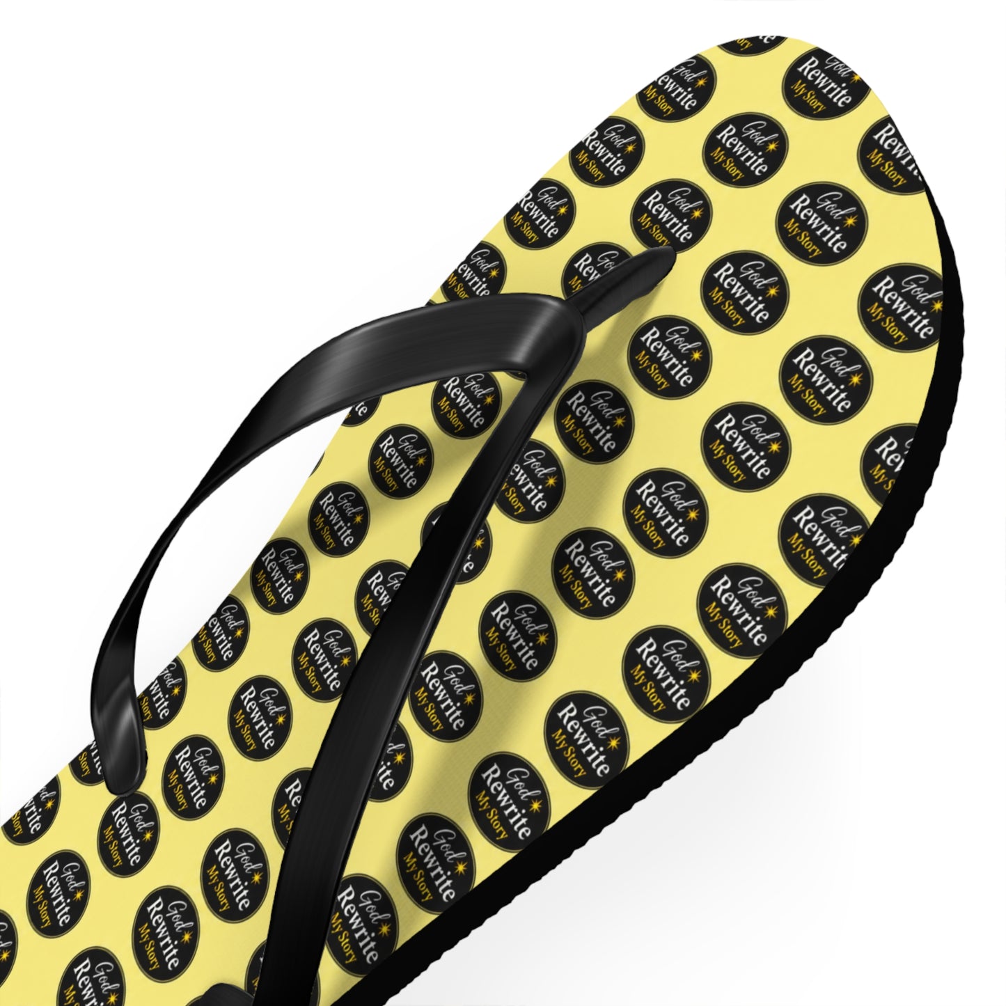 Yellow Logo Pattern Flip Flops — Custom Branded Beach Sandals