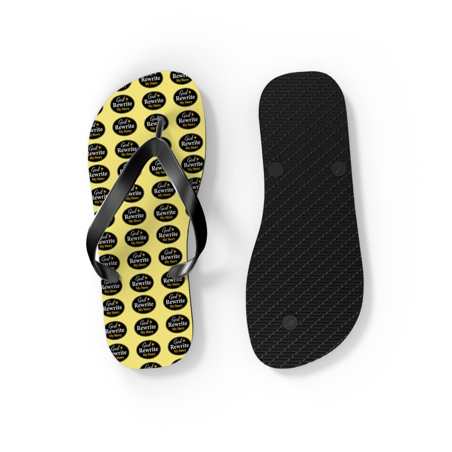 Yellow Logo Pattern Flip Flops — Custom Branded Beach Sandals