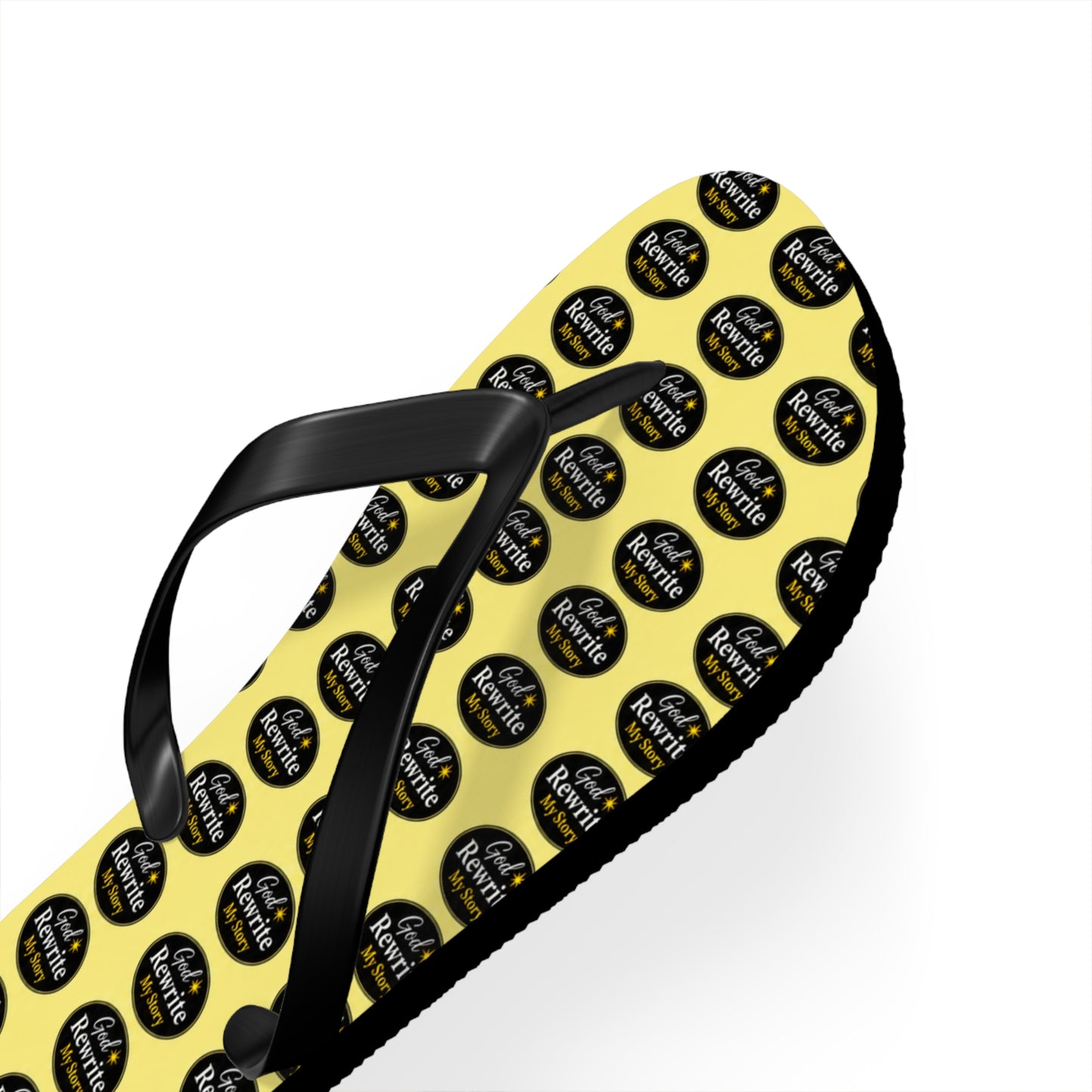 Yellow Logo Pattern Flip Flops — Custom Branded Beach Sandals