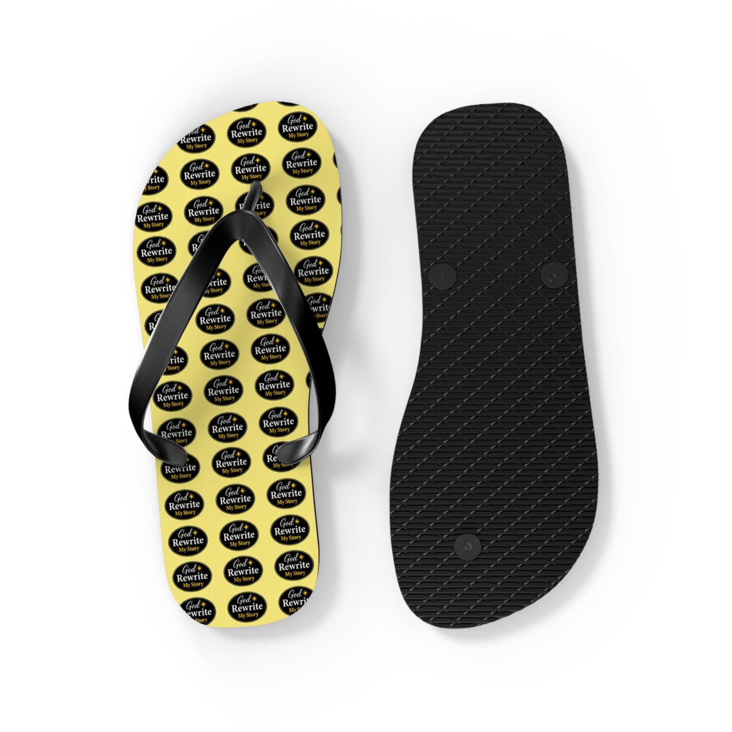 Yellow Logo Pattern Flip Flops — Custom Branded Beach Sandals