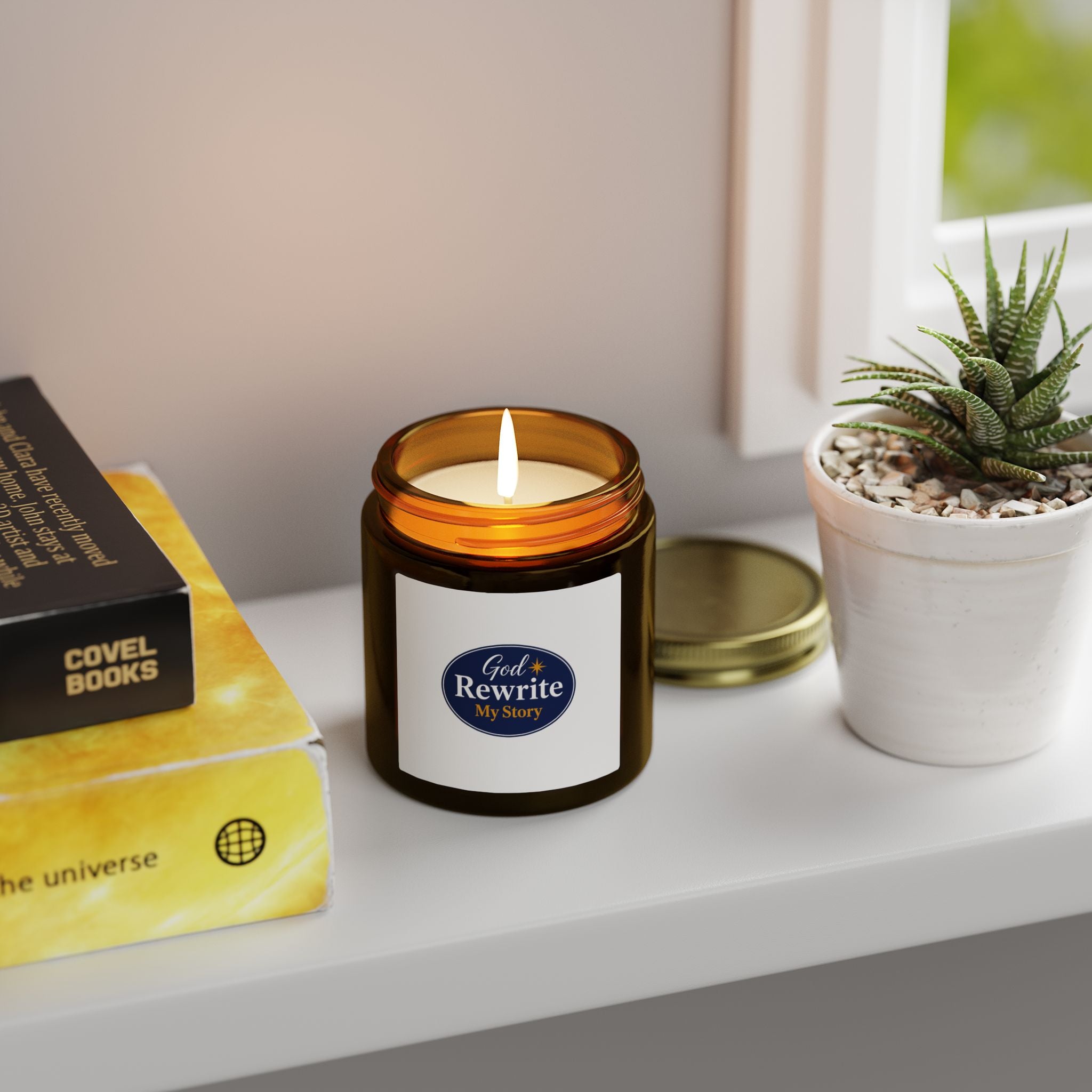 Inspirational 'God Rewrite My Story' Coconut Apricot Candle (4oz / 9oz)