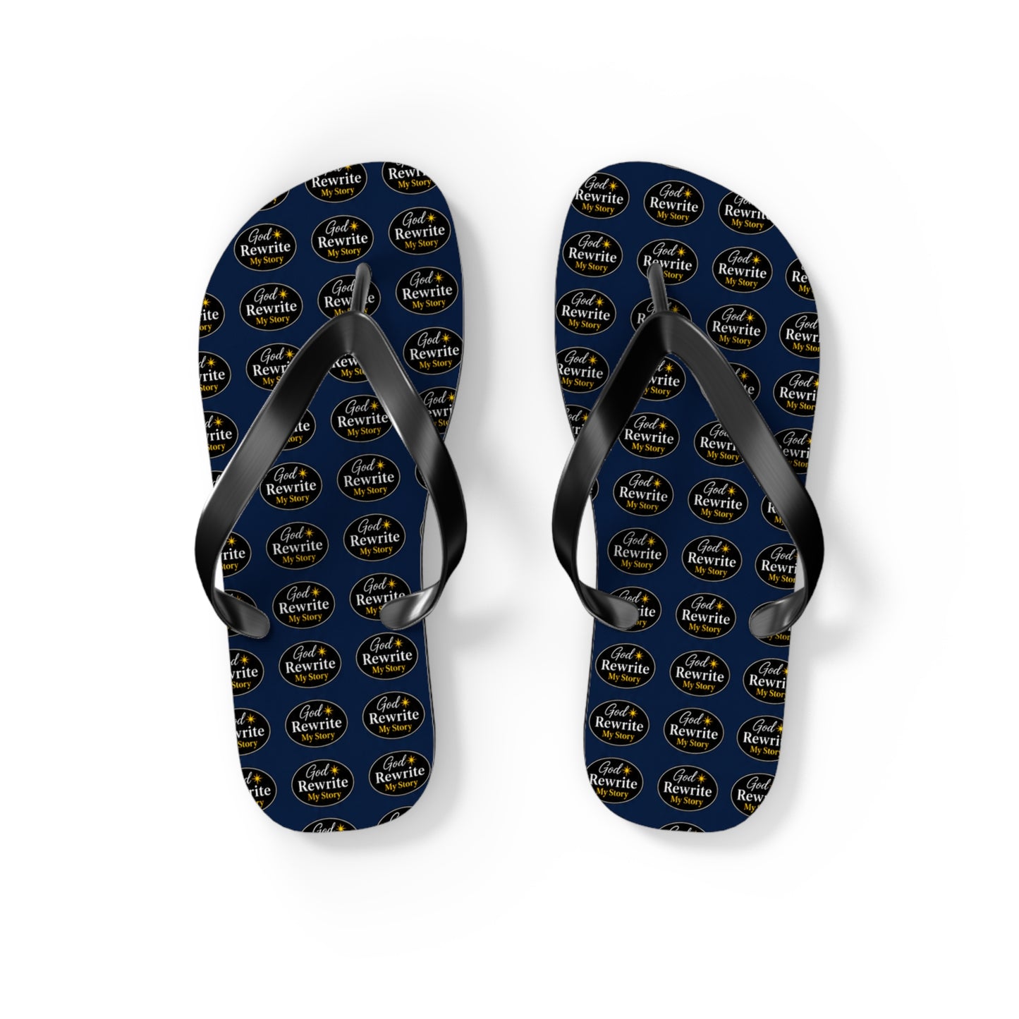 Flip Flops - Custom Logo Navy Pattern Beach Sandals