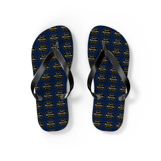 Flip Flops - Custom Logo Navy Pattern Beach Sandals