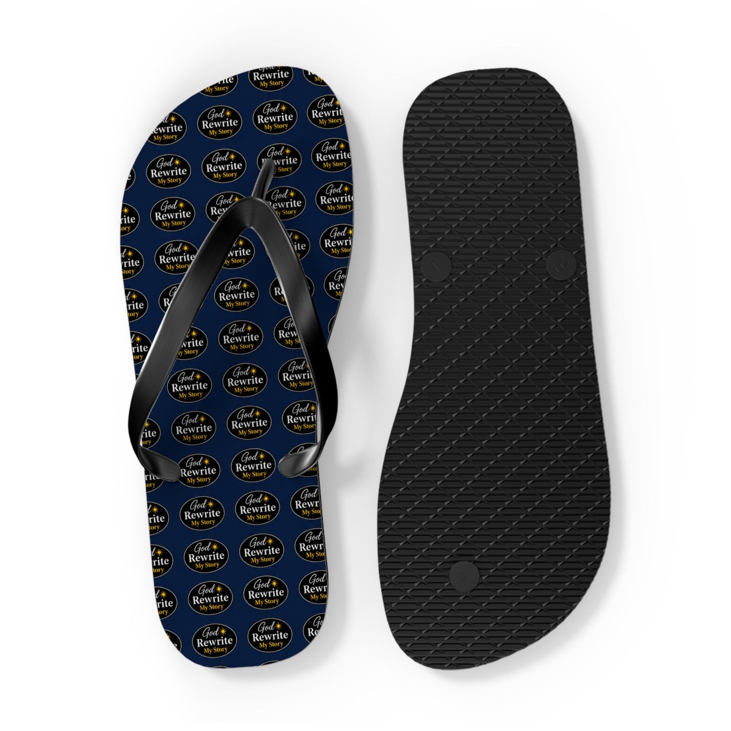 Flip Flops - Custom Logo Navy Pattern Beach Sandals