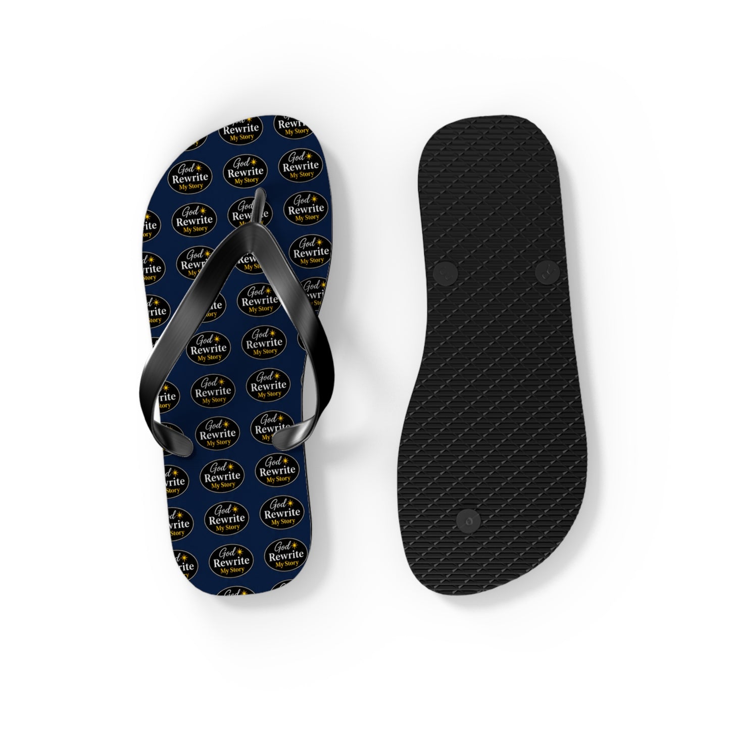 Flip Flops - Custom Logo Navy Pattern Beach Sandals