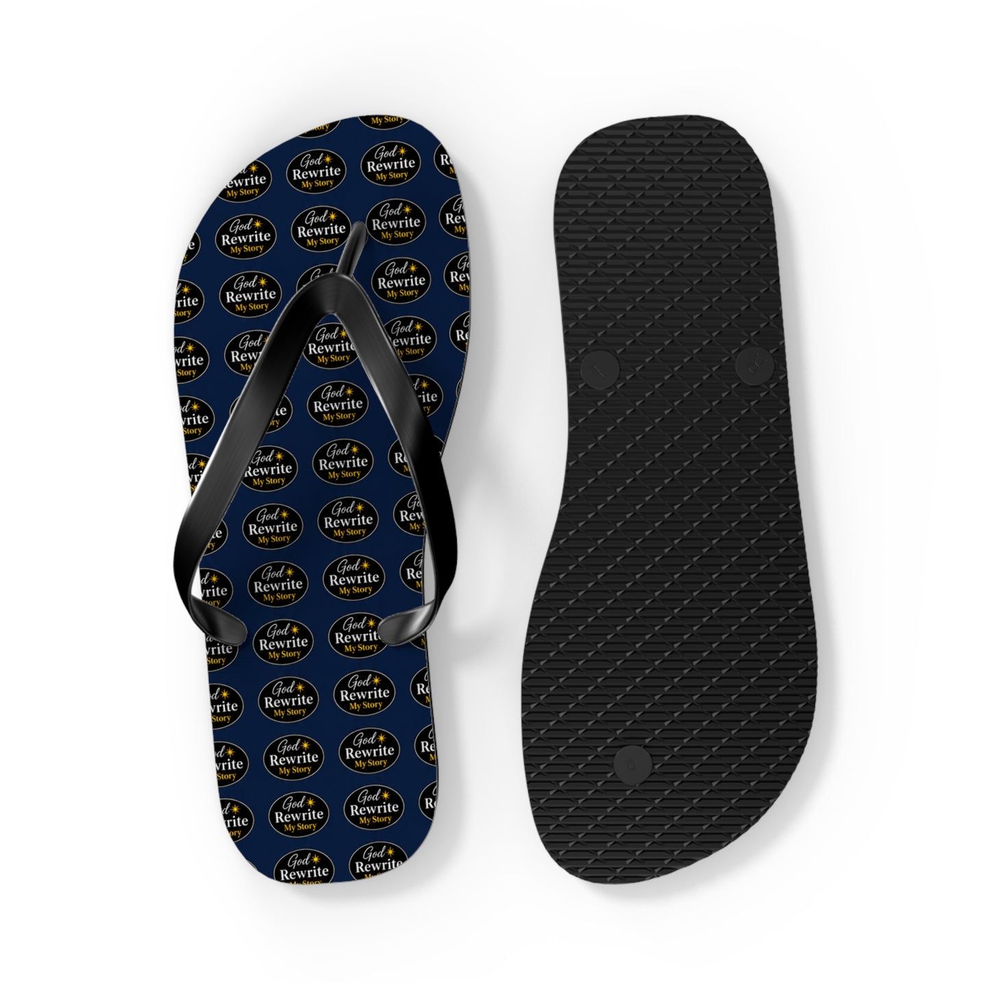 Flip Flops - Custom Logo Navy Pattern Beach Sandals