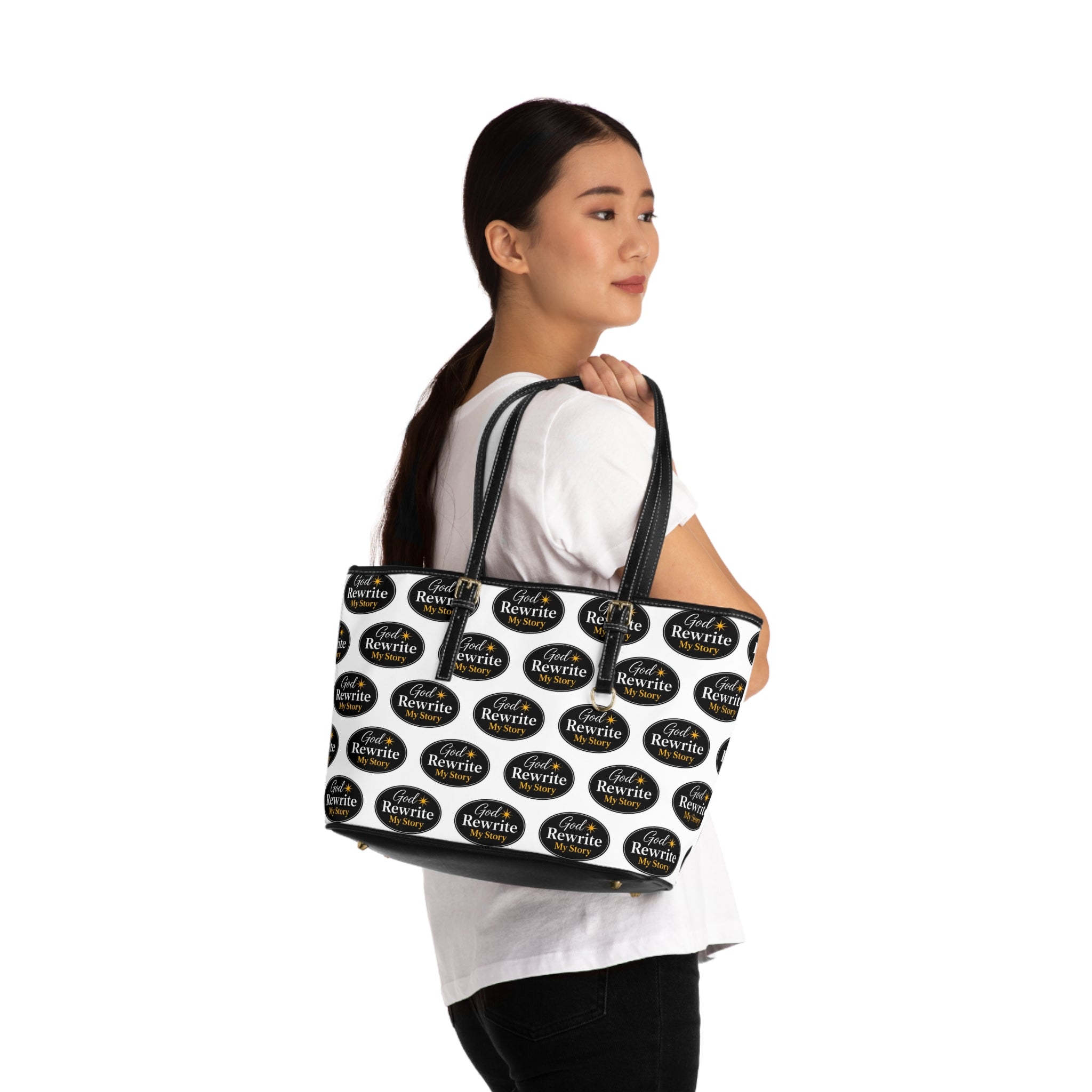 Shoulder Bag — "God Rewrite My Story" PU Leather Tote