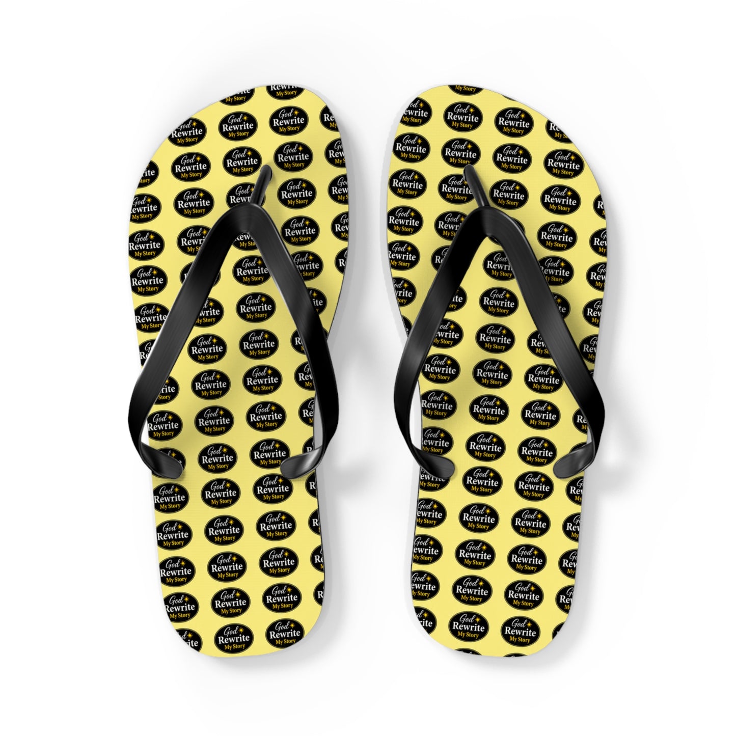 Yellow Logo Pattern Flip Flops — Custom Branded Beach Sandals