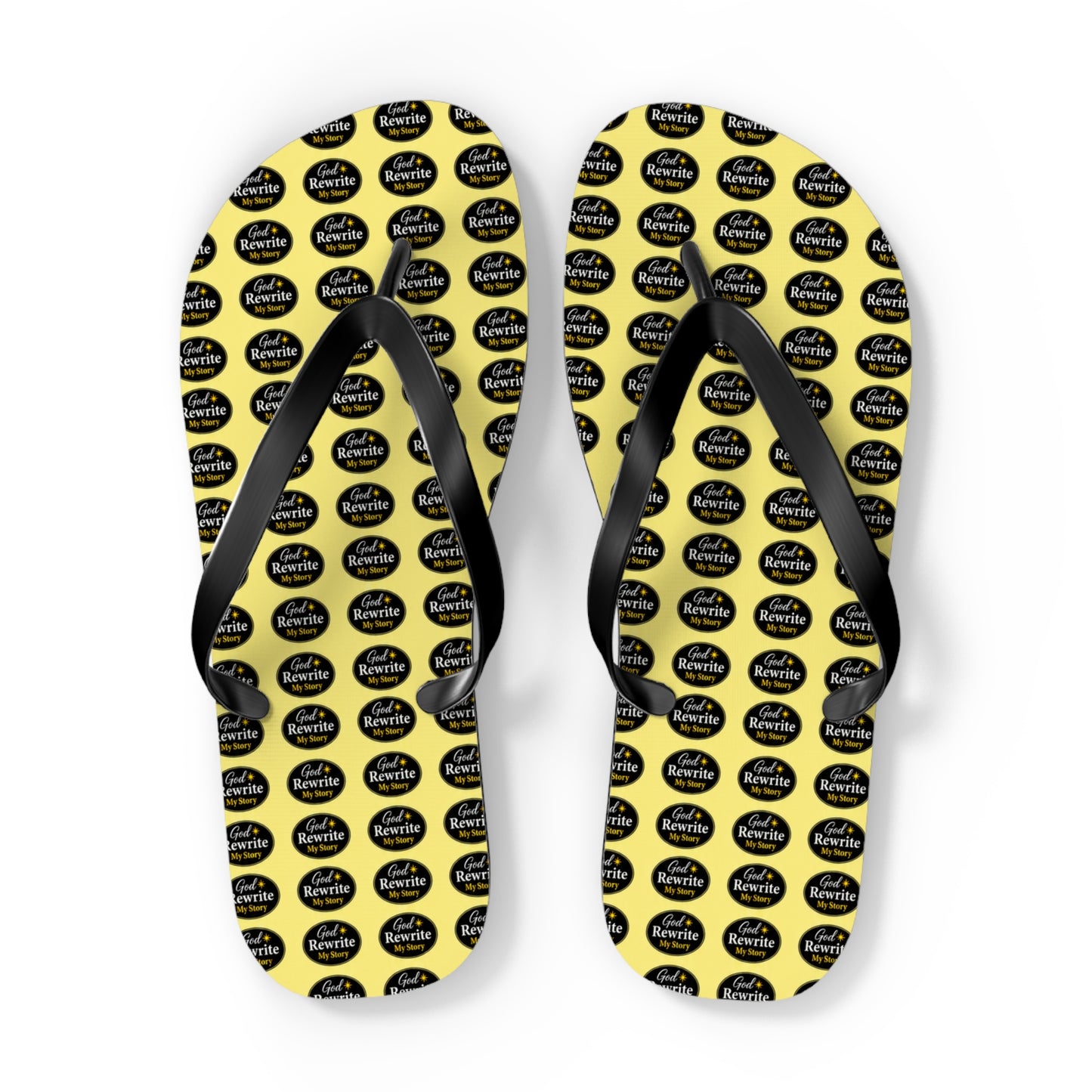 Yellow Logo Pattern Flip Flops — Custom Branded Beach Sandals
