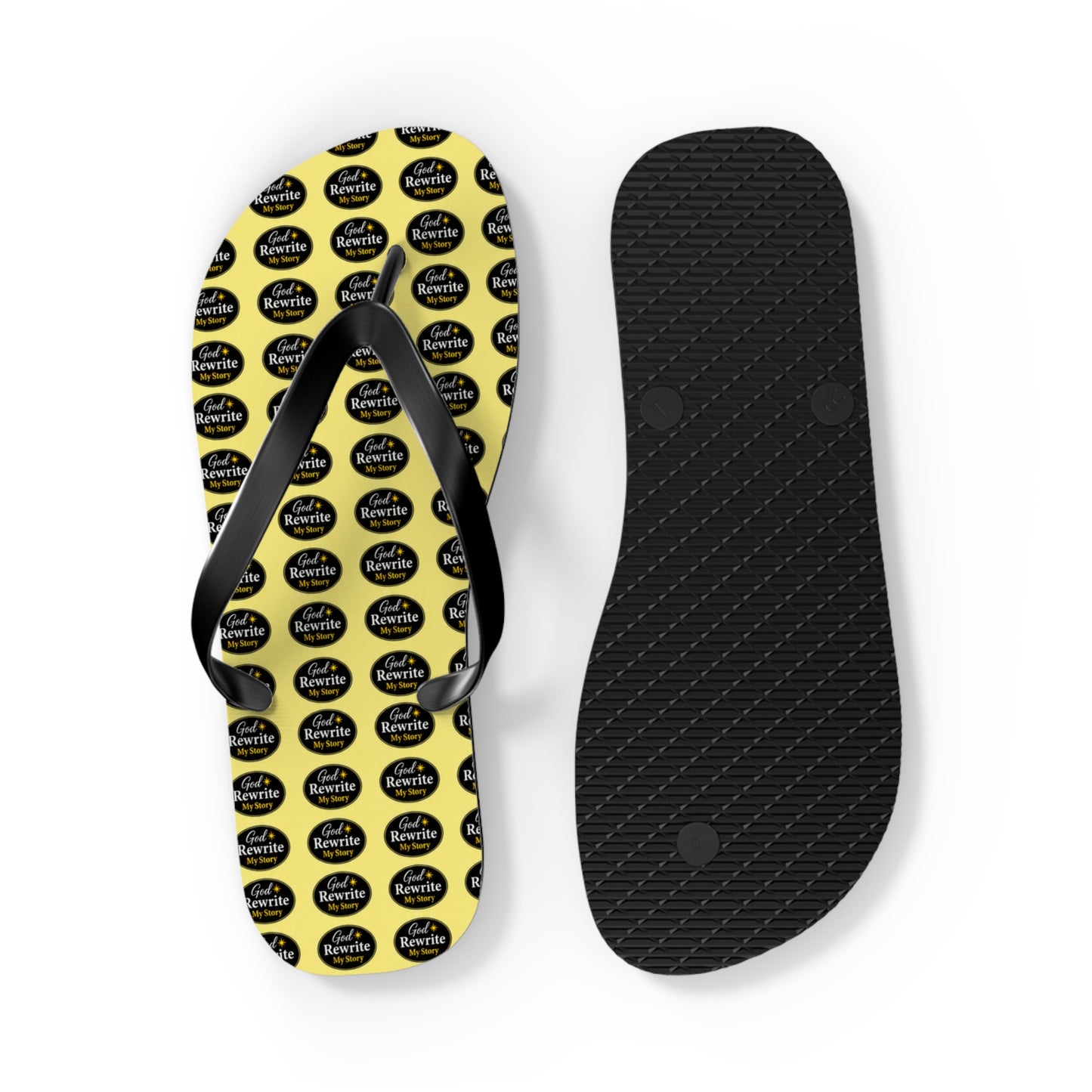 Yellow Logo Pattern Flip Flops — Custom Branded Beach Sandals